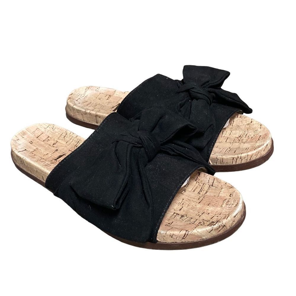 Sam & Libby Nevada Black Bow Slide Sandals Size 6.5